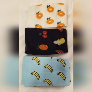 Women's Compression Socks - 8-15 mmHg - 3 Pairs Fruit Patterned Socks - NWOT